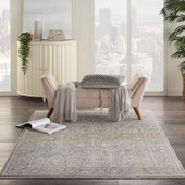 Nourison Lustrous Weave LUW01 Ivory/Blue Area Rug Room Scene Nourison Lustrous Weave LUW01 Ivory/Blue Area Rug Room Scene