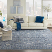 Nourison Lustrous Weave LUW03 Blue Area Rug Room Scene Nourison Lustrous Weave LUW03 Blue Area Rug Room Scene