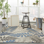 Nourison Aloha ALH18 Grey Blue Area Rug Room Scene Nourison Aloha ALH18 Grey Blue Area Rug Room Scene