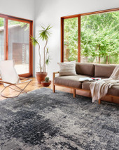 Loloi II Samra SAM-06 Charcoal Silver Area Rug Room Scene Loloi II Samra SAM-06 Charcoal Silver Area Rug Room Scene