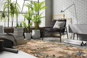 Kas Oriental Rugs Sparta 3126 Ivory Tropical Branches Area Rug Room Scene Kas Oriental Rugs Sparta 3126 Ivory Tropical Branches Area Rug Room Scene