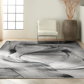 Calvin Klein Balian CK53 Grey Black Area Rug Room Scene Calvin Klein Balian CK53 Grey Black Area Rug Room Scene