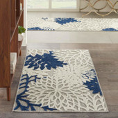 Nourison Aloha ALH05 Ivory Navy Scatter Area Rug Room Scene