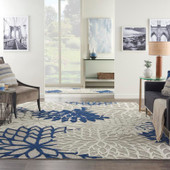 Nourison Aloha ALH05 Ivory Navy Area Rug Room Scene Nourison Aloha ALH05 Ivory Navy Area Rug Room Scene