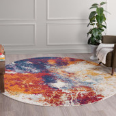 Tayse Diamond Carter DIA1600 Multi-Color Round Area Rug Room Scene