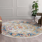 Tayse Diamond Giana DIA1700 Cream Round Area Rug Room Scene Tayse Diamond Giana DIA1700 Cream Round Area Rug Room Scene