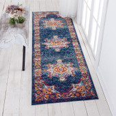 Tayse Diamond Mila DIA1900 Blue Runner Area Rug Room Scene