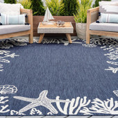 Tayse Eco Biscayne ECO1505 Navy Area Rug Patio Scene Tayse Eco Biscayne ECO1505 Navy Area Rug Patio Scene