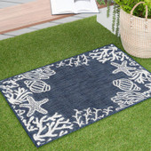 Tayse Eco Biscayne ECO1505 Navy Scatter Area Rug Patio Scene Tayse Eco Biscayne ECO1505 Navy Scatter Area Rug Patio Scene