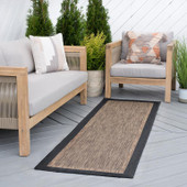 Tayse Eco Dania ECO1201 Black Runner Area Rug Patio Scene Tayse Eco Dania ECO1201 Black Runner Area Rug Patio Scene