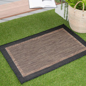 Tayse Eco Dania ECO1201 Black Scatter Area Rug Patio Scene Tayse Eco Dania ECO1201 Black Scatter Area Rug Patio Scene
