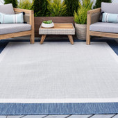 Tayse Eco Dania ECO1202 Blue Area Rug Patio Scene Tayse Eco Dania ECO1202 Blue Area Rug Patio Scene