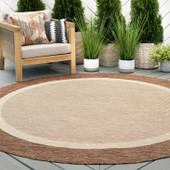 Tayse Eco Dania ECO1203 Gold Round Area Rug Patio Scene Tayse Eco Dania ECO1203 Gold Round Area Rug Patio Scene