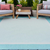 Tayse Eco Dania ECO1206 Aqua Area Rug Patio Scene Tayse Eco Dania ECO1206 Aqua Area Rug Patio Scene