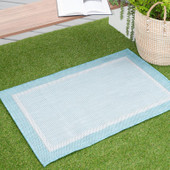 Tayse Eco Dania ECO1206 Aqua Scatter Area Rug Patio Scene Tayse Eco Dania ECO1206 Aqua Scatter Area Rug Patio Scene