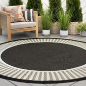Tayse Eco Elgin ECO1100 Black Round Area Rug Patio Scene