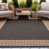 Tayse Eco Elgin ECO1101 Black Area Rug Patio Scene Tayse Eco Elgin ECO1101 Black Area Rug Patio Scene
