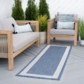 Tayse Eco Elgin ECO1102 Blue Runner Area Rug Patio Scene