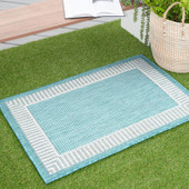 Tayse Eco Elgin ECO1106 Aqua Scatter Area Rug Patio Scene Tayse Eco Elgin ECO1106 Aqua Scatter Area Rug Patio Scene