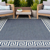 Tayse Eco Giovanna ECO1005 Navy Area Rug Patio Scene Tayse Eco Giovanna ECO1005 Navy Area Rug Patio Scene