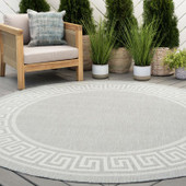 Tayse Eco Giovanna ECO1004 Gray Round Area Rug Patio Scene Tayse Eco Giovanna ECO1004 Gray Round Area Rug Patio Scene