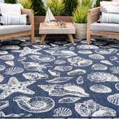 Tayse Eco Sanibel ECO1405 Navy Area Rug Patio Scene Tayse Eco Sanibel ECO1405 Navy Area Rug Patio Scene