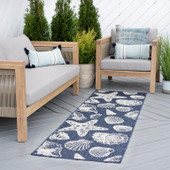 Tayse Eco Sanibel ECO1405 Navy Runner Area Rug Patio Scene Tayse Eco Sanibel ECO1405 Navy Runner Area Rug Patio Scene