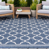 Tayse Eco Shaila ECO1302 Blue Area Rug Patio Scene Tayse Eco Shaila ECO1302 Blue Area Rug Patio Scene
