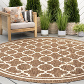 Tayse Eco Shaila ECO1303 Gold Round Area Rug Patio Scene Tayse Eco Shaila ECO1303 Gold Round Area Rug Patio Scene