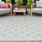 Tayse Eco Shaila ECO1304 Gray Area Rug Patio Scene Tayse Eco Shaila ECO1304 Gray Area Rug Patio Scene