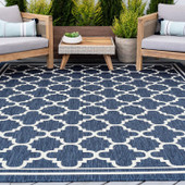 Tayse Eco Shaila ECO1305 Navy Area Rug Patio Scene Tayse Eco Shaila ECO1305 Navy Area Rug Patio Scene