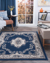 Tayse Hampton Jolie HMP3907 Navy Area Rug Room Scene Tayse Hampton Jolie HMP3907 Navy Area Rug Room Scene