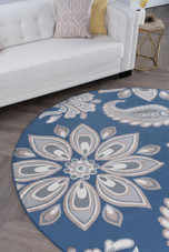 Tayse Hampton Matilda HMP4307 Navy Round Area Rug Room Scene