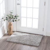 Tayse Jersey Shag Alana JRS1002 Silver Scatter Area Rug Room Scene