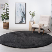 Tayse Jersey Shag Alana JRS1003 Dark Gray Round Area Rug Room Scene Tayse Jersey Shag Alana JRS1003 Dark Gray Round Area Rug Room Scene
