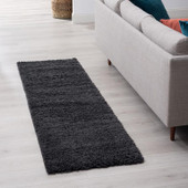 Tayse Jersey Shag Alana JRS1003 Dark Gray Runner Area Rug Room Scene Tayse Jersey Shag Alana JRS1003 Dark Gray Runner Area Rug Room Scene