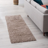 Tayse Jersey Shag Alana JRS1008 Tan Runner Area Rug Room Scene