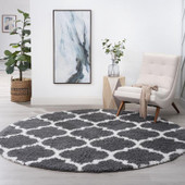 Tayse Jersey Shag Jeni JRS1307 Gray Round Area Rug Room Scene