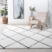Tayse Jersey Shag Mira JRS1100 White Area Rug Room Scene Tayse Jersey Shag Mira JRS1100 White Area Rug Room Scene
