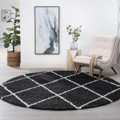 Tayse Jersey Shag Mira JRS1103 Dark Gray Round Area Rug Room Scene Tayse Jersey Shag Mira JRS1103 Dark Gray Round Area Rug Room Scene