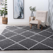 Tayse Jersey Shag Mira JRS1107 Gray Area Rug Room Scene Tayse Jersey Shag Mira JRS1107 Gray Area Rug Room Scene