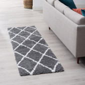 Tayse Jersey Shag Mira JRS1107 Gray Runner Area Rug Room Scene Tayse Jersey Shag Mira JRS1107 Gray Runner Area Rug Room Scene