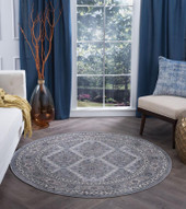 Tayse Madison Beauregard MDN3709 Gray Round Area Rug Room Scene