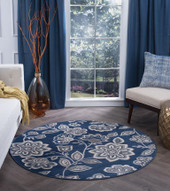 Tayse Madison Emmalyn MDN3407 Navy Round Area Rug Room Scene