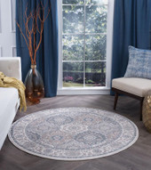 Tayse Madison Newcomb MDN3617 Cream Round Area Rug Room Scene Tayse Madison Newcomb MDN3617 Cream Round Area Rug Room Scene