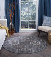 Tayse Madison Newcomb MDN3609 Gray Round Area Rug Room Scene