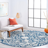 Tayse Madison Selena MDN4507 Dark Blue Round Area Rug Room Scene Tayse Madison Selena MDN4507 Dark Blue Round Area Rug Room Scene
