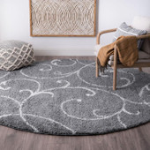 Tayse Soho Shag Benji SOH1101 Gray Round Area Rug Room Scene