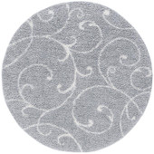 Tayse Soho Shag Benji SOH1102 Silver Round Area Rug