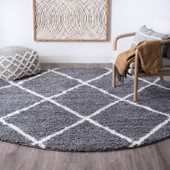 Tayse Soho Shag Derry SOH1201 Gray Round Area Rug Room Scene